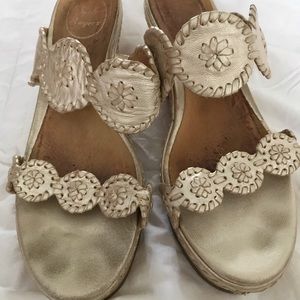 Jack Rogers Gold Cork Wedges